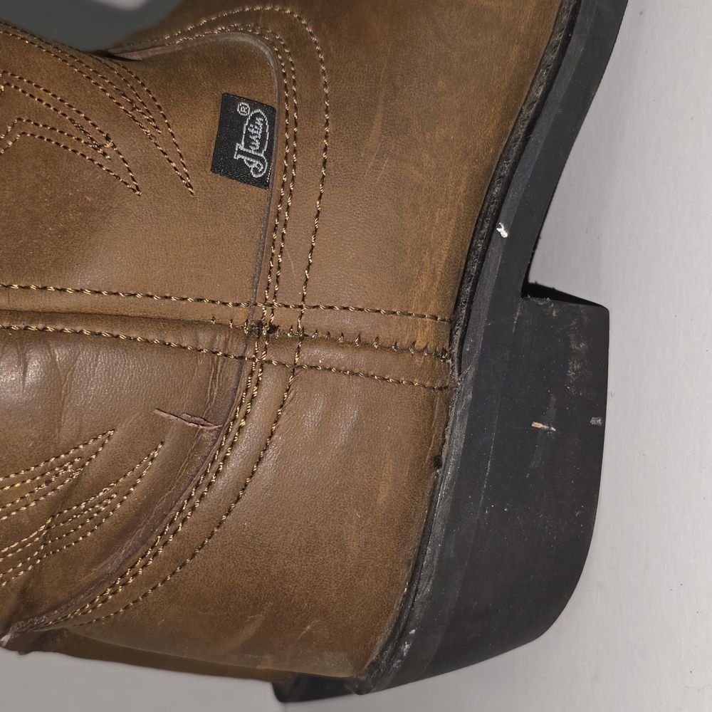 Justin Men's Brown Cowboy Boots Size 9.5D Style JB1100 - Picture 13 of 15
